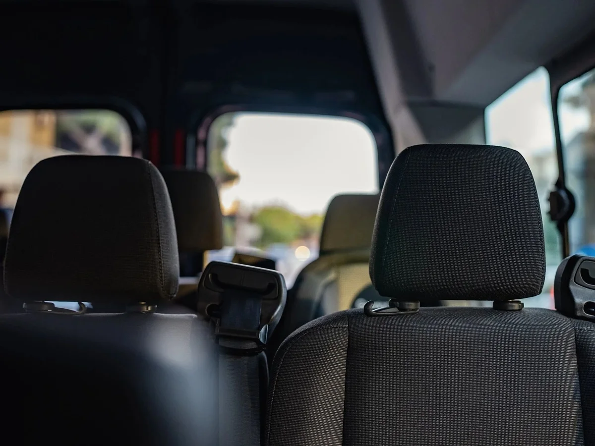 Individual seats inside a minibus, from the Maestro fleet collection.